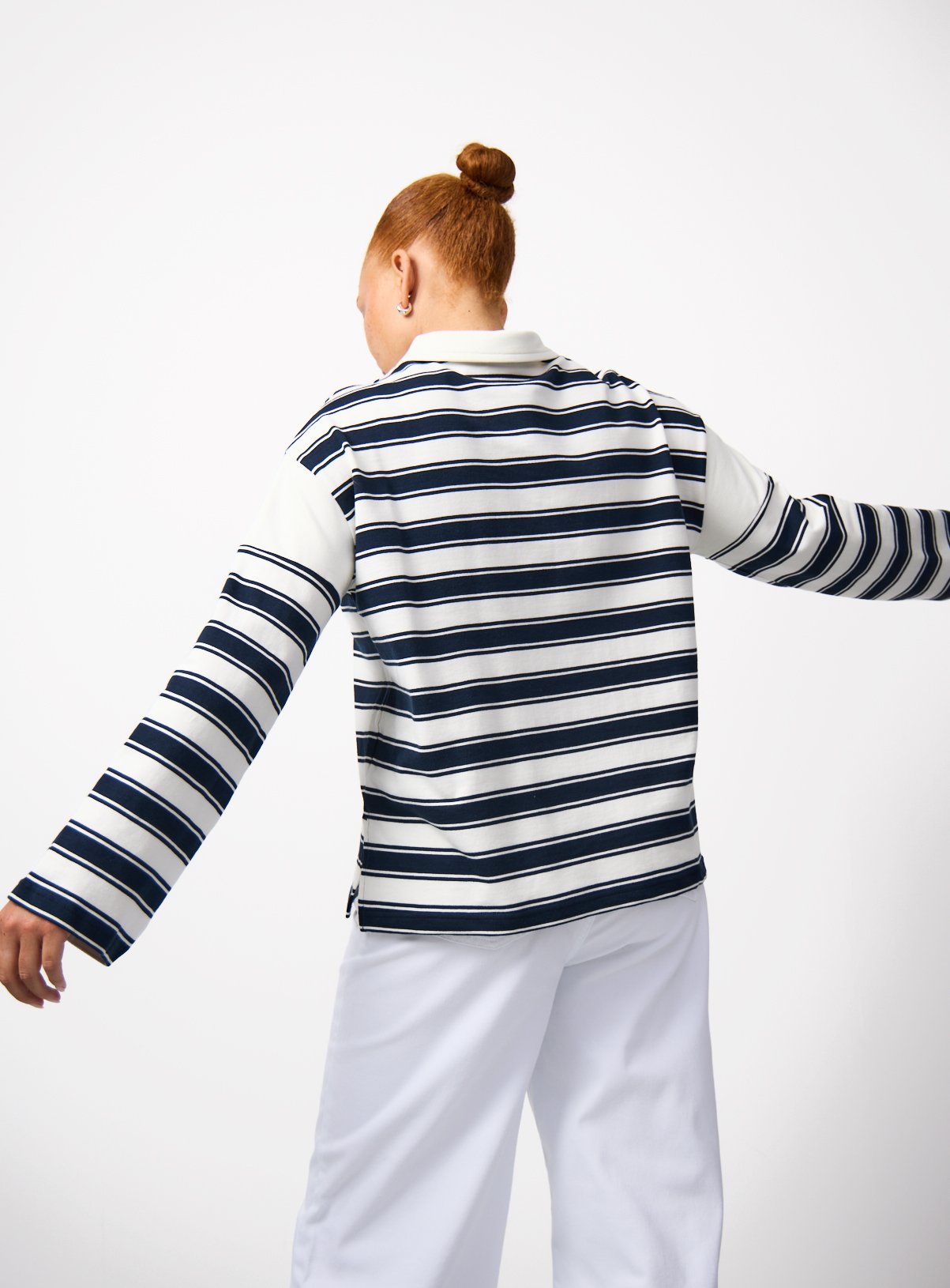 Mono Stripe Print Wide Sleeve Rugby Shirt XXL - Image 4 thumbnail