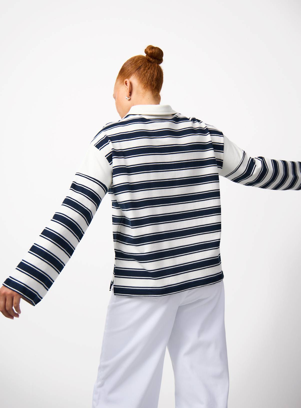 Mono Stripe Print Wide Sleeve Rugby Shirt XXL - Image 4