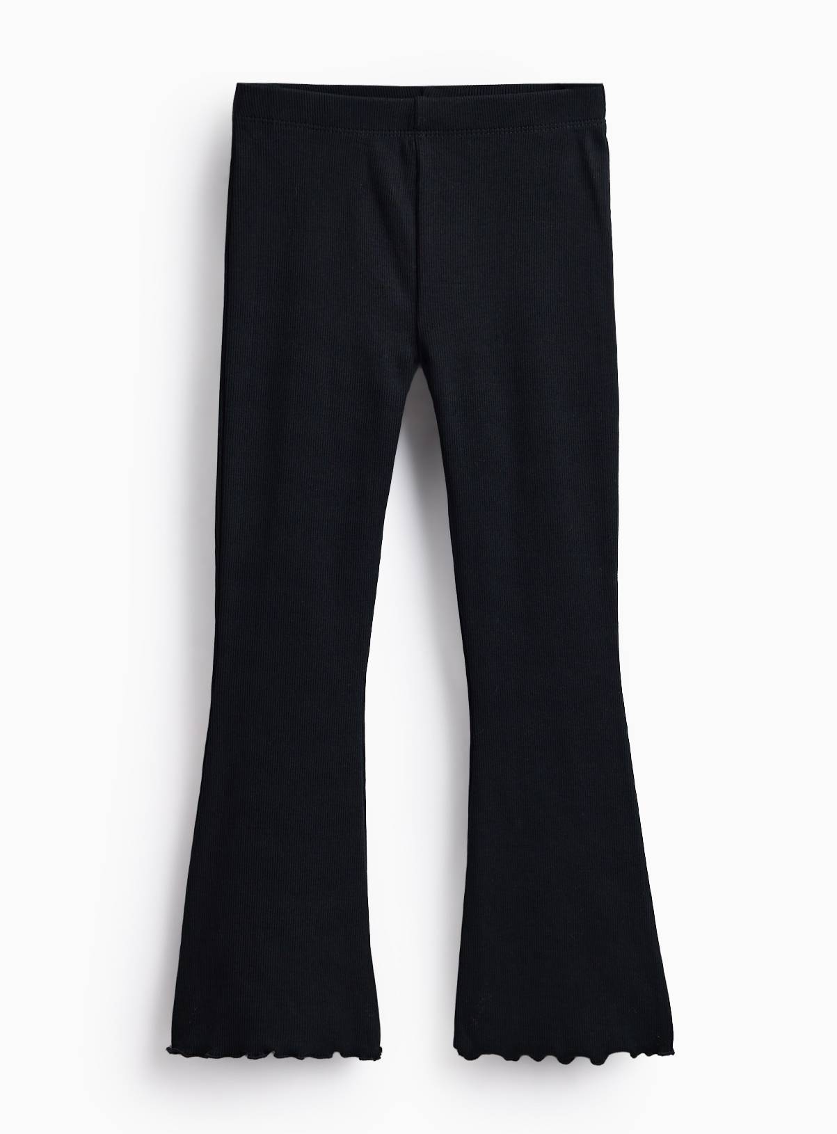 Black Ribbed Flare Leggings  11 years - Image 1