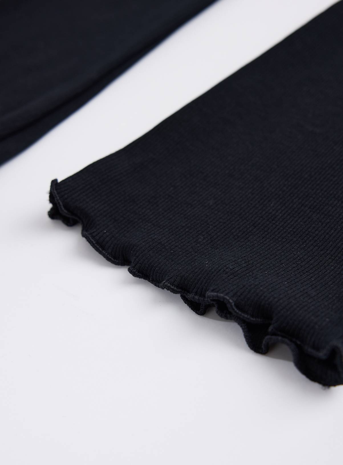Black Ribbed Flare Leggings  11 years - Image 2