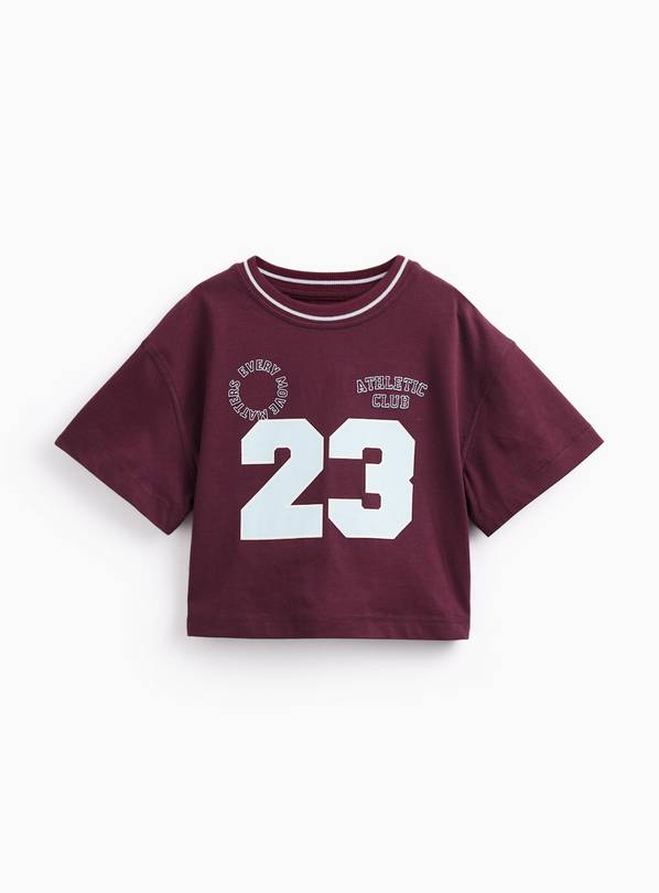 Burgundy Sports Club Graphic Boxy Fit T-Shirt 14 years