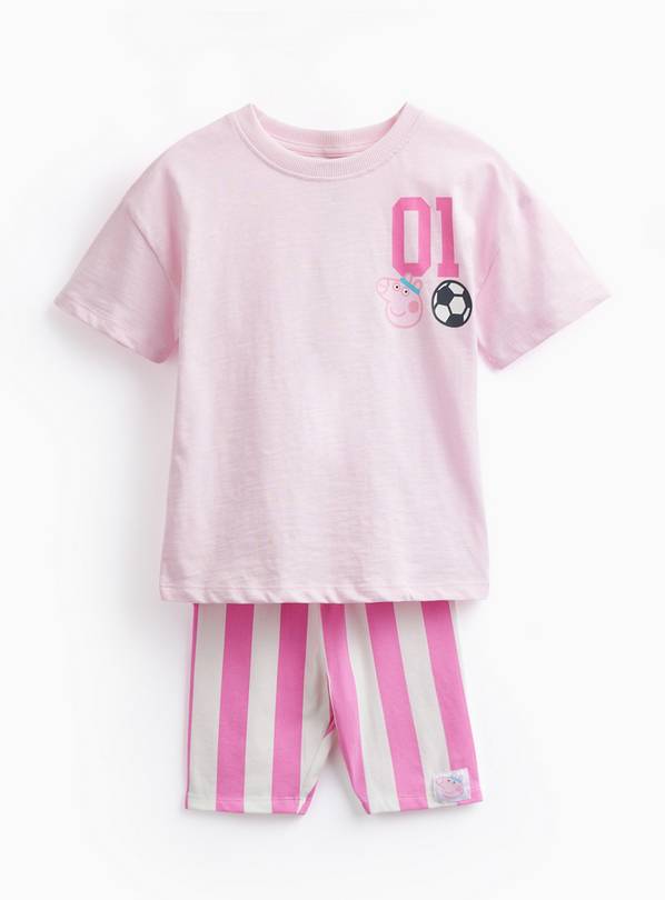 Pink Peppa Pig Football Print T-Shirt & Shorts Set 2-3 years