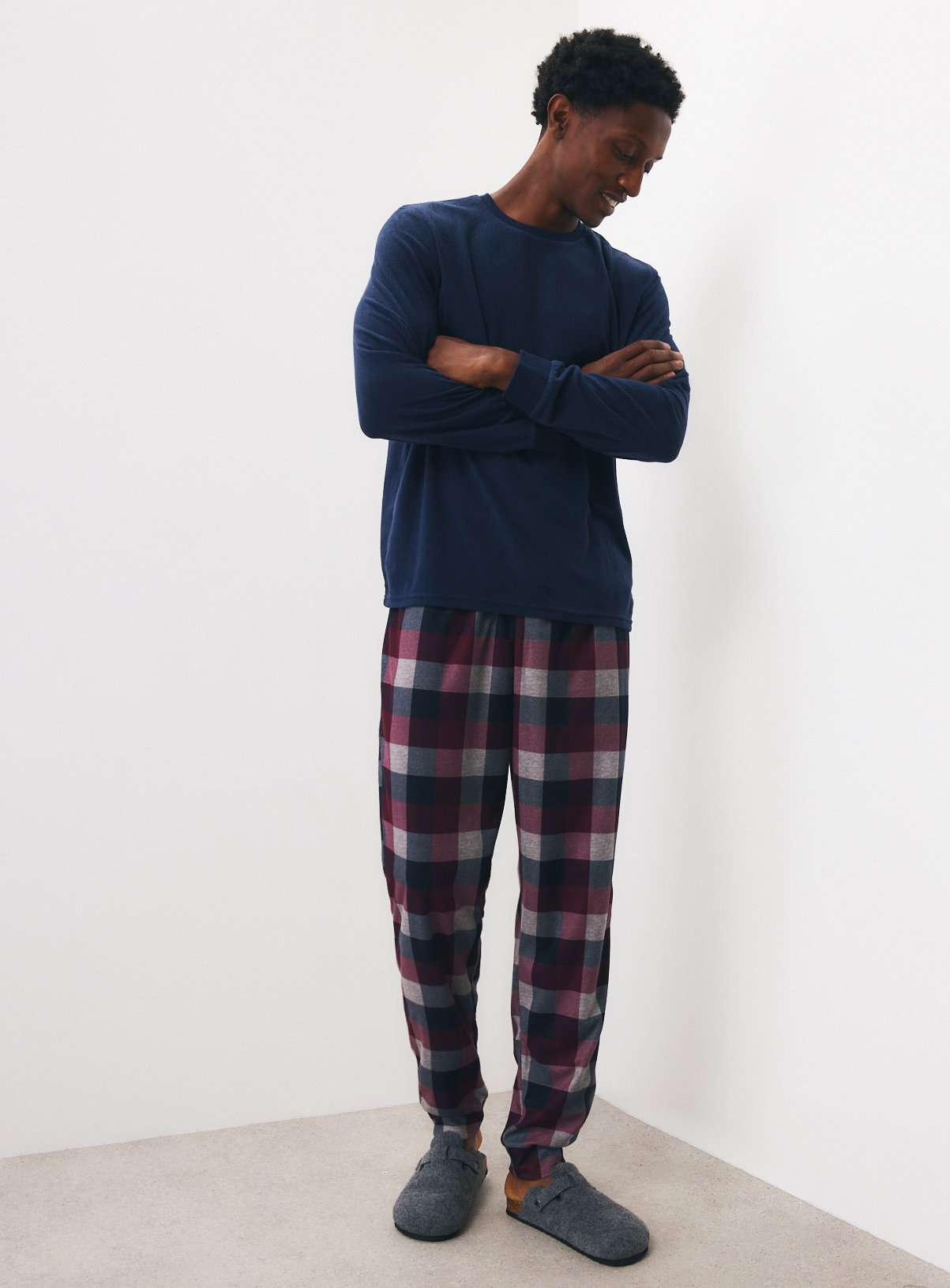 Navy Fleece Pyjama Set M - Image 2 thumbnail