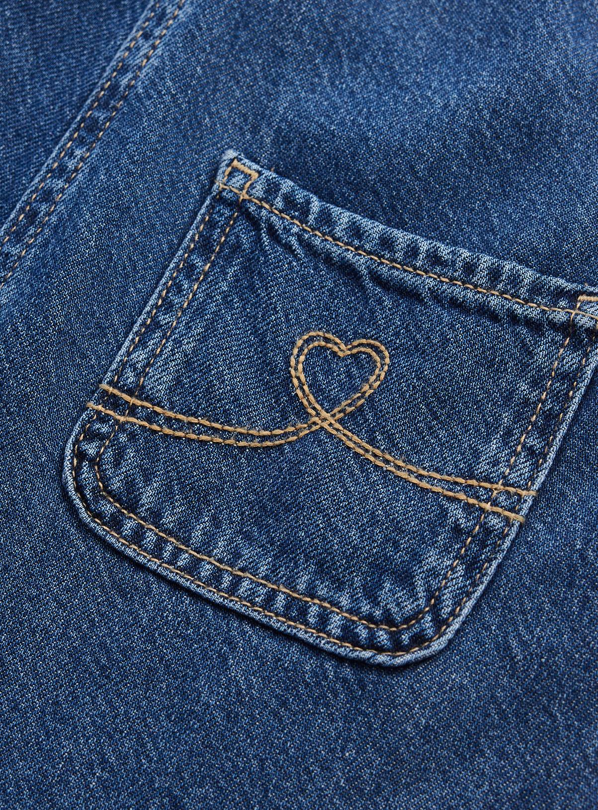 Dark Wash Denim Barrel Leg Dungarees 5-6 years - Image 4