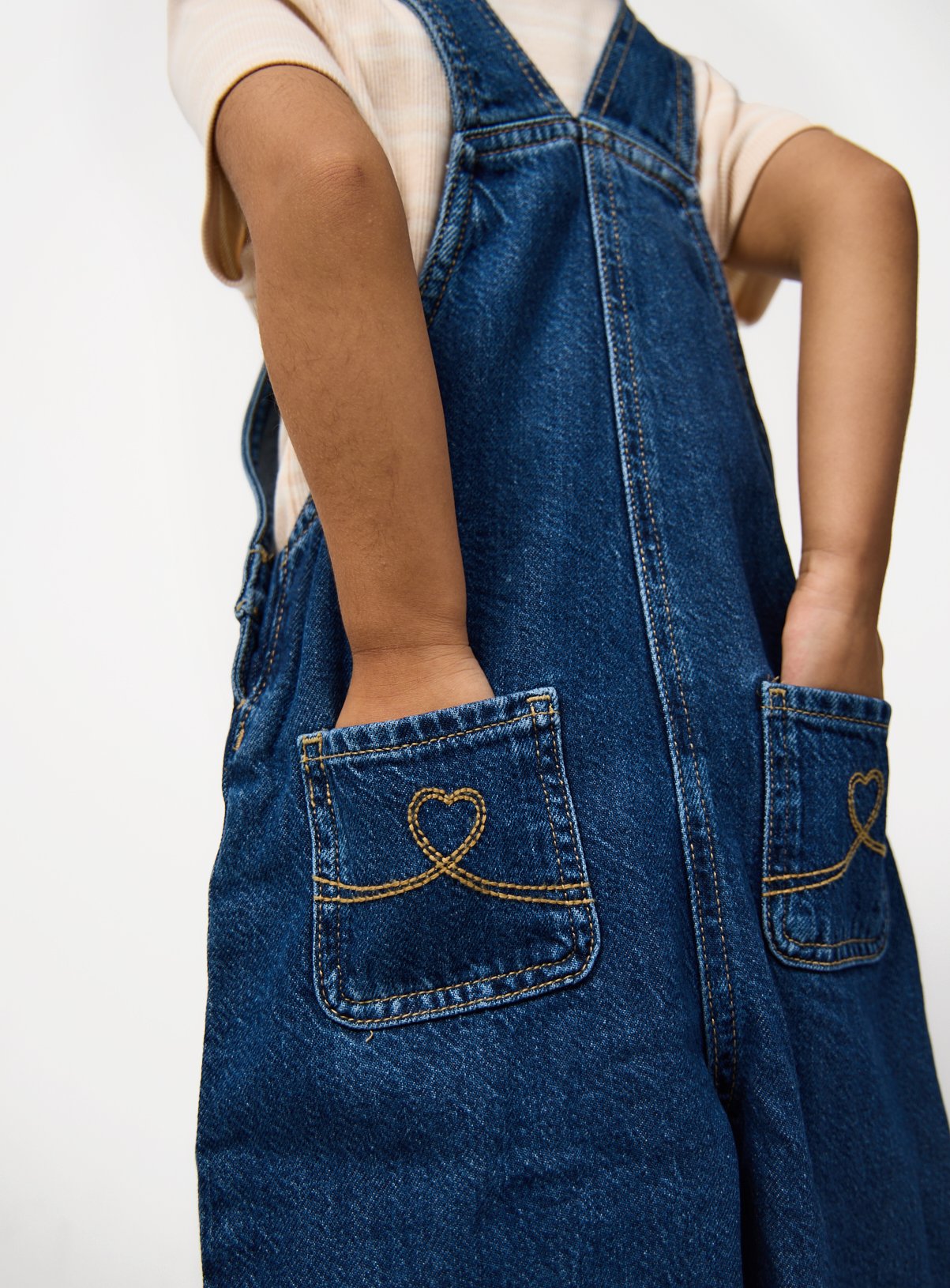 Dark Wash Denim Barrel Leg Dungarees 5-6 years - Image 5 thumbnail