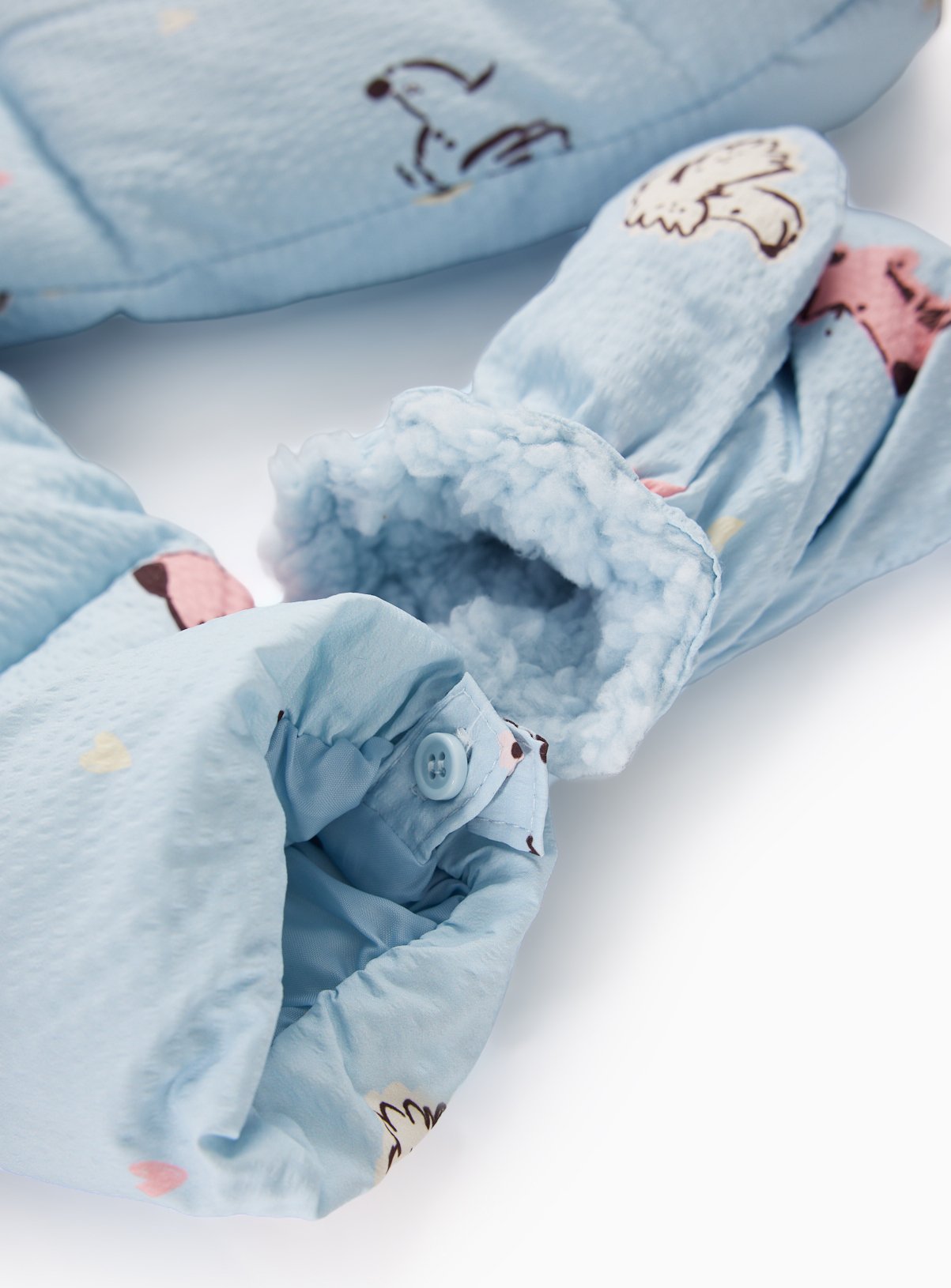 Blue Dog Print Hooded Puffer Borg Coat 6-7 years - Image 3 thumbnail