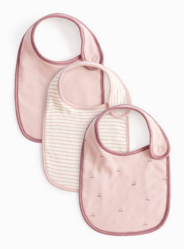 Pink Stripe & Cherry Print Bibs 3 Pack One Size