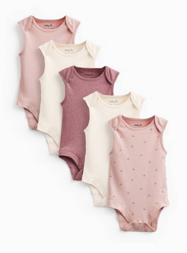 Pink Shades Sleeveless Bodysuits 5 Pack 12-18 months