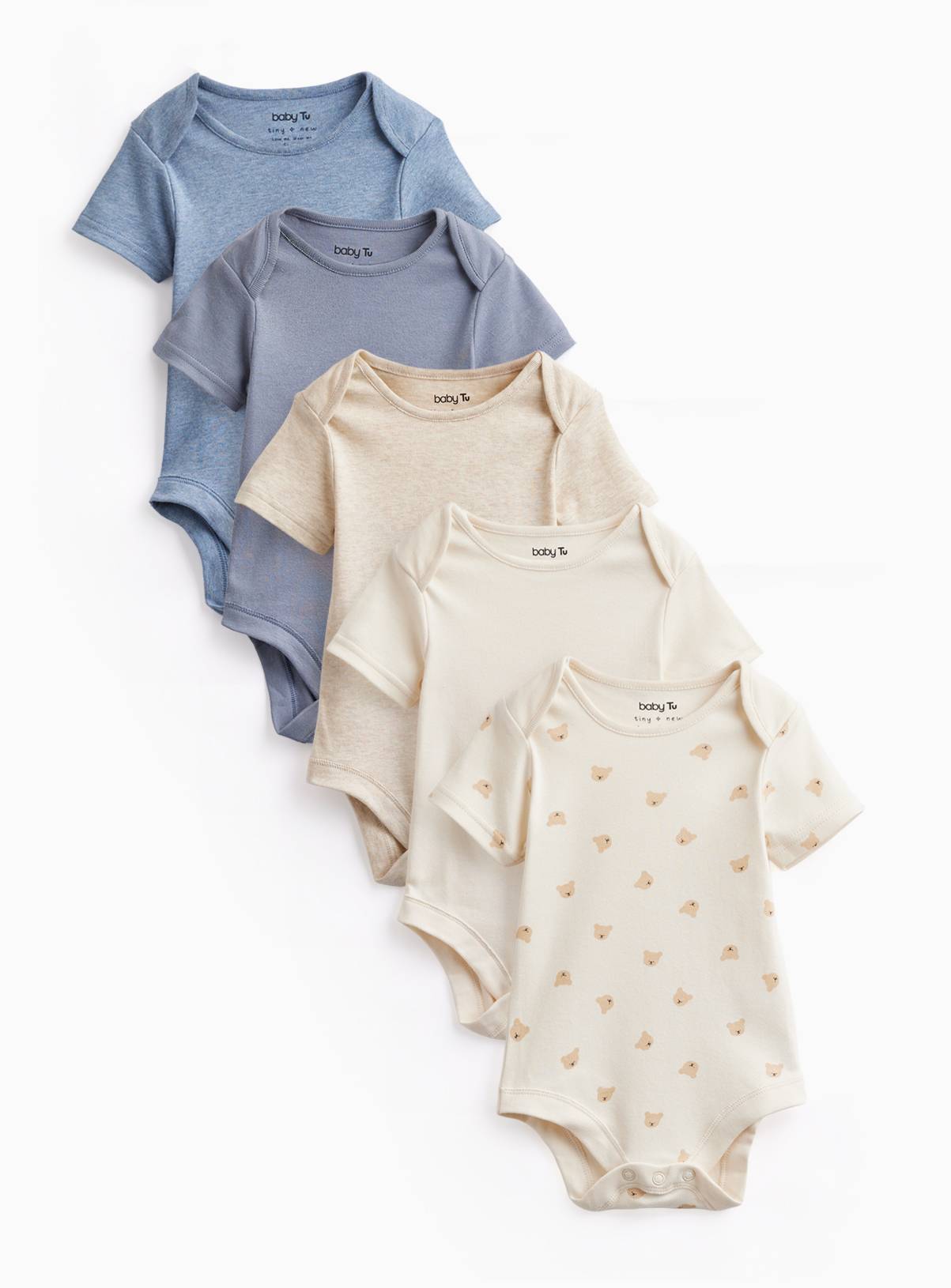 Blue Shades Short Sleeve Bodysuits 5 Pack 9-12 months - Image 1