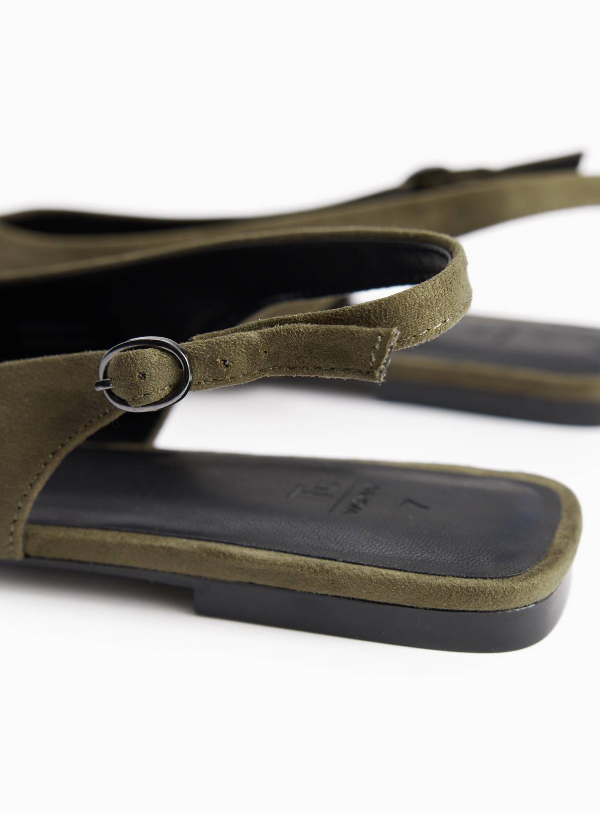 Khaki Faux Suede Slingback Sandals 8 - Image 4