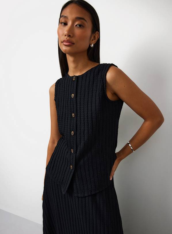 Black Textured Waistcoat 14