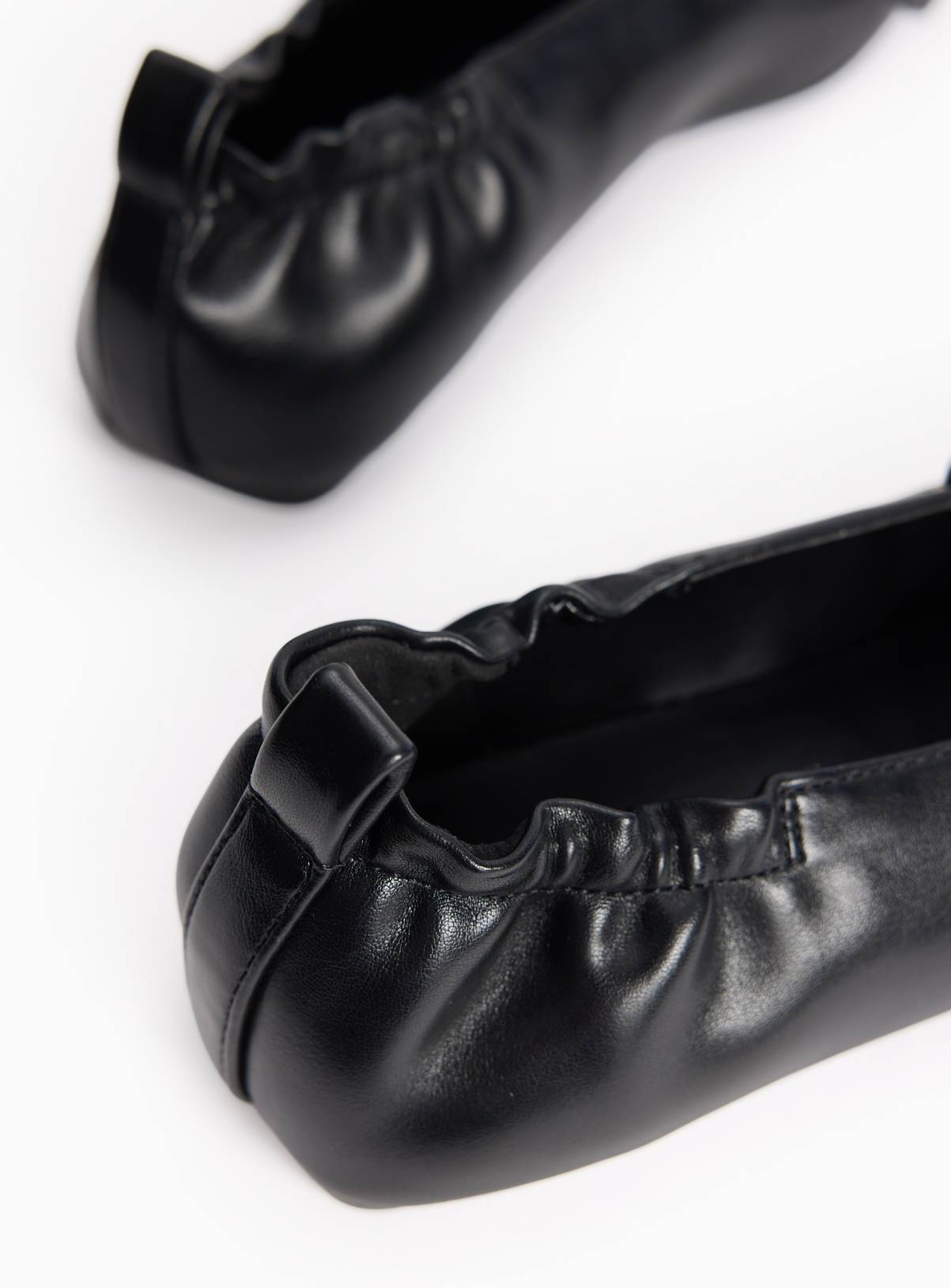 Black Faux Leather Lace Up Ballerina Shoes 7 - Image 4