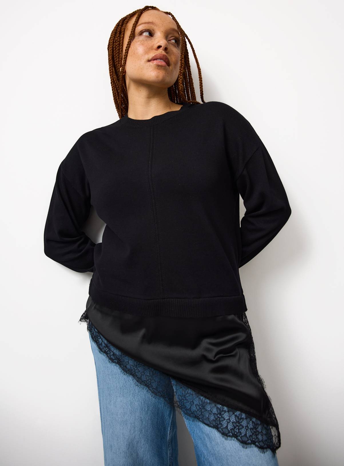 2 in 1 Black Lace Long Sleeve Top 14 - Image 1