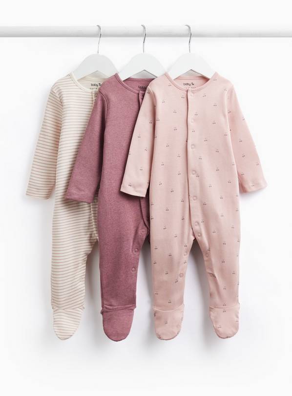 Pink Shades & Cherry Print Sleepsuits 3 Pack 12-18 months