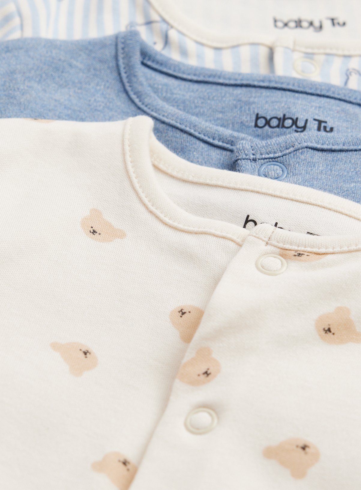 Blue Bear Stripe Bodysuits 3 Pack  Newborn - Image 2 thumbnail