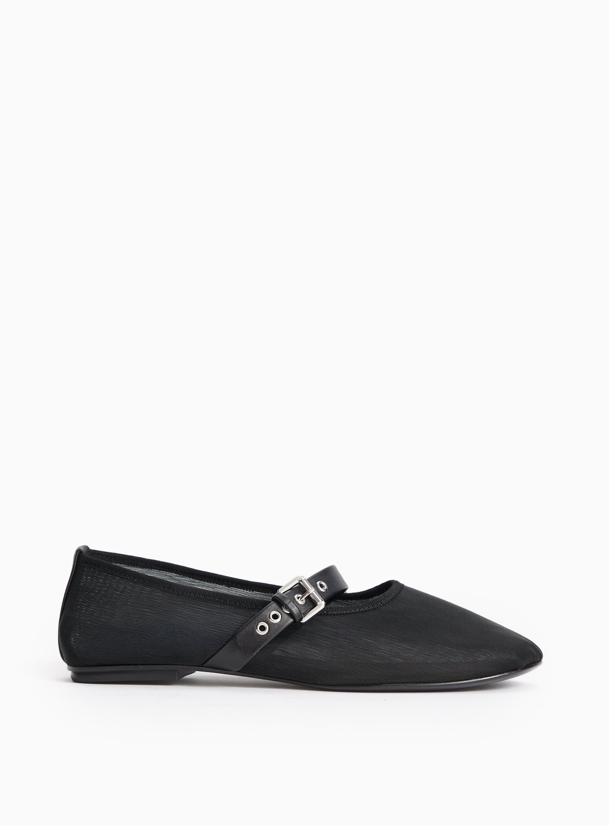 Black Mesh Buckle Detail Ballerina Shoes 4 - Image 2 thumbnail