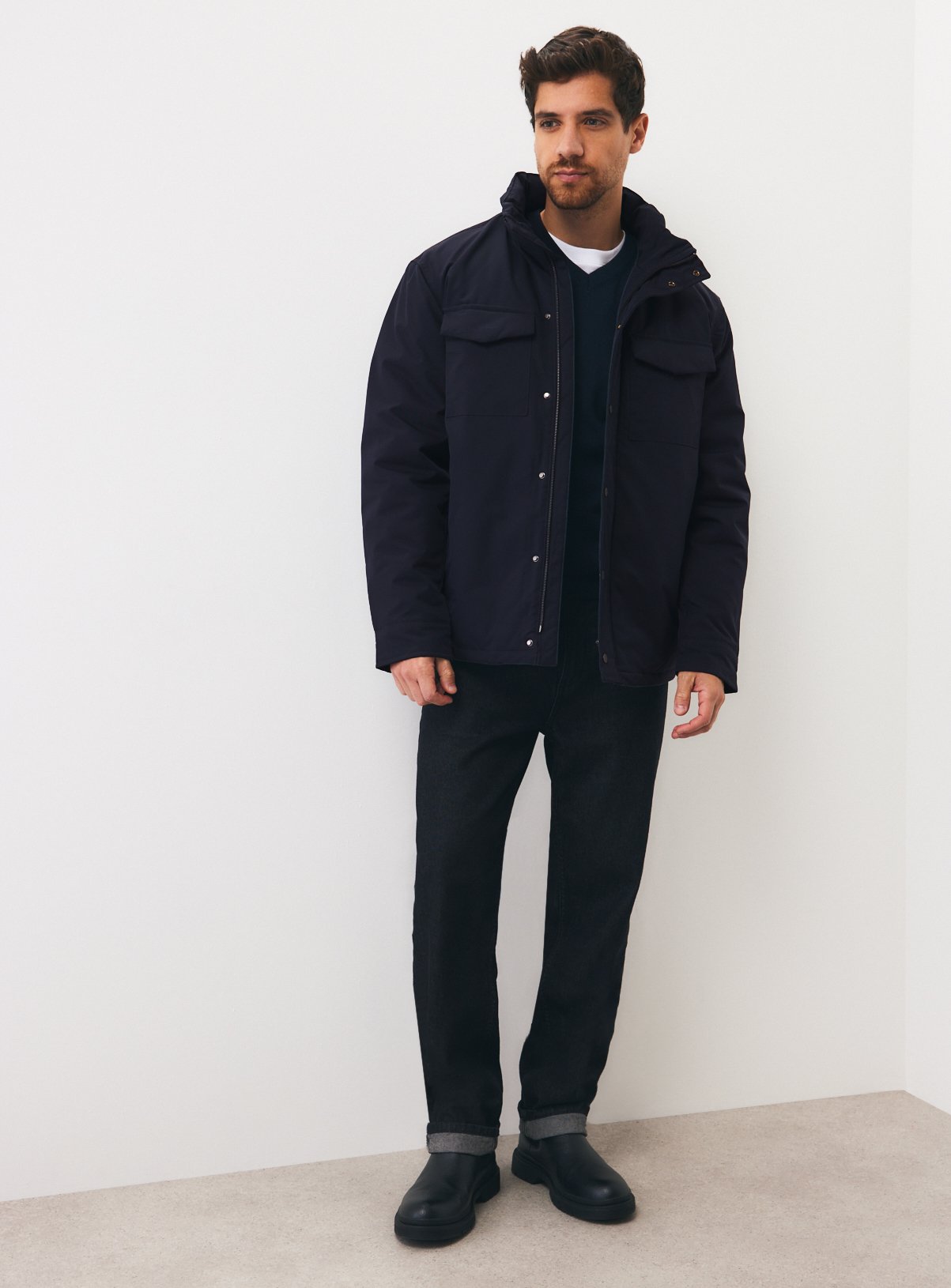 Navy Hooded Aviator Jacket M - Image 2 thumbnail