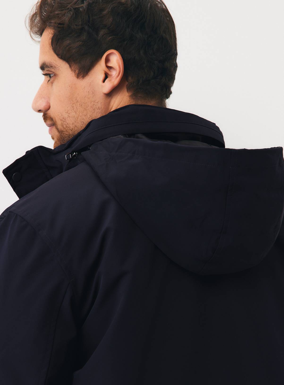 Navy Hooded Aviator Jacket M - Image 6