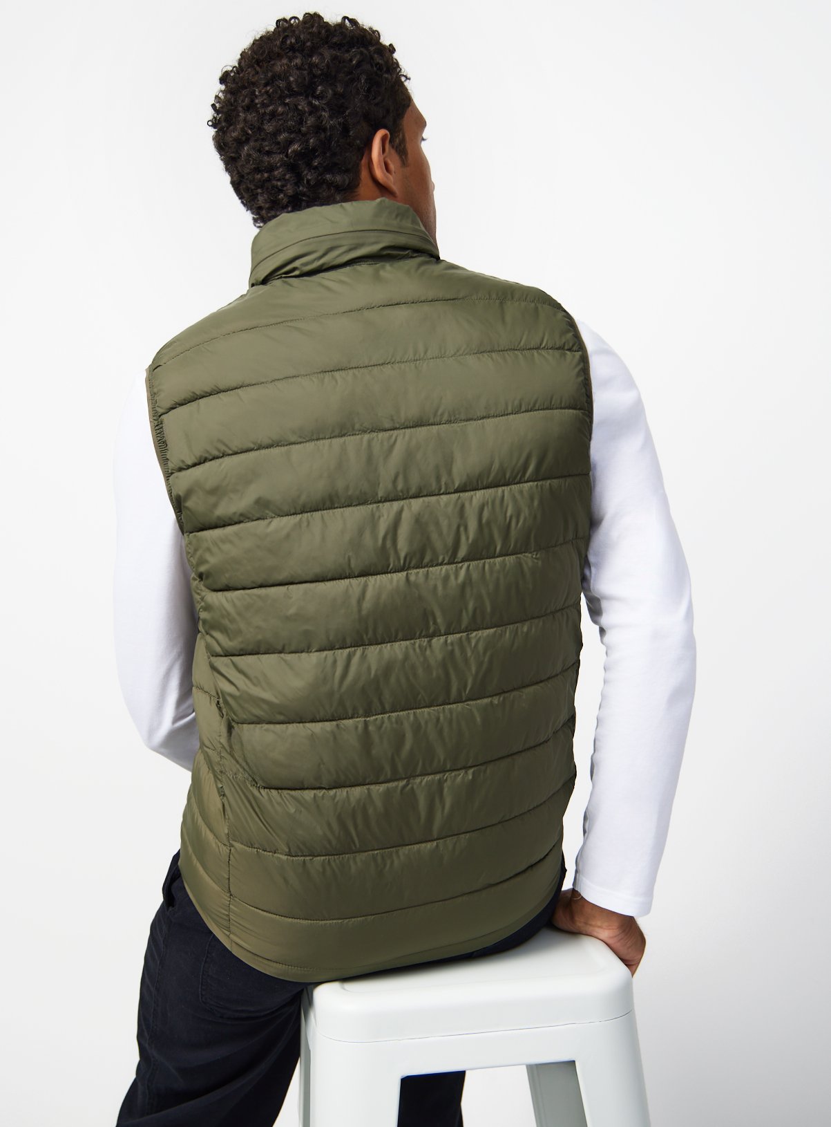 Khaki Padded Detachable Hood Gilet S - Image 4 thumbnail