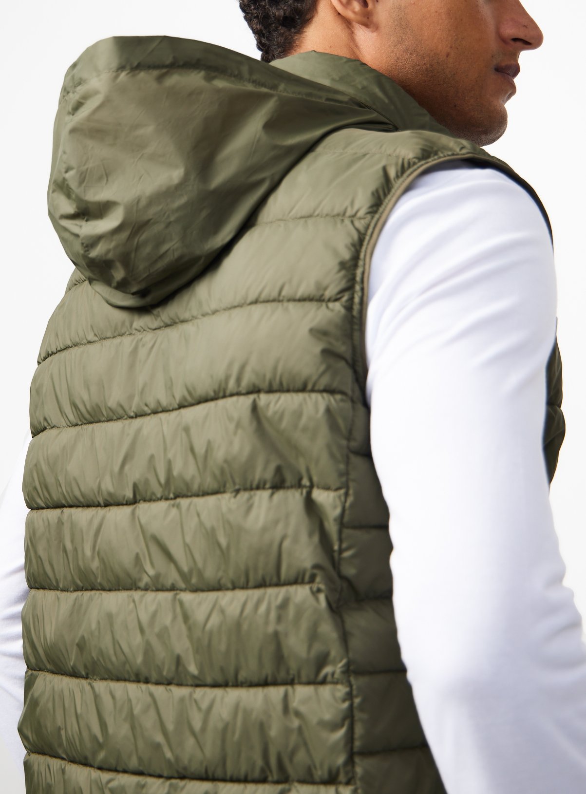 Khaki Padded Detachable Hood Gilet S - Image 6 thumbnail