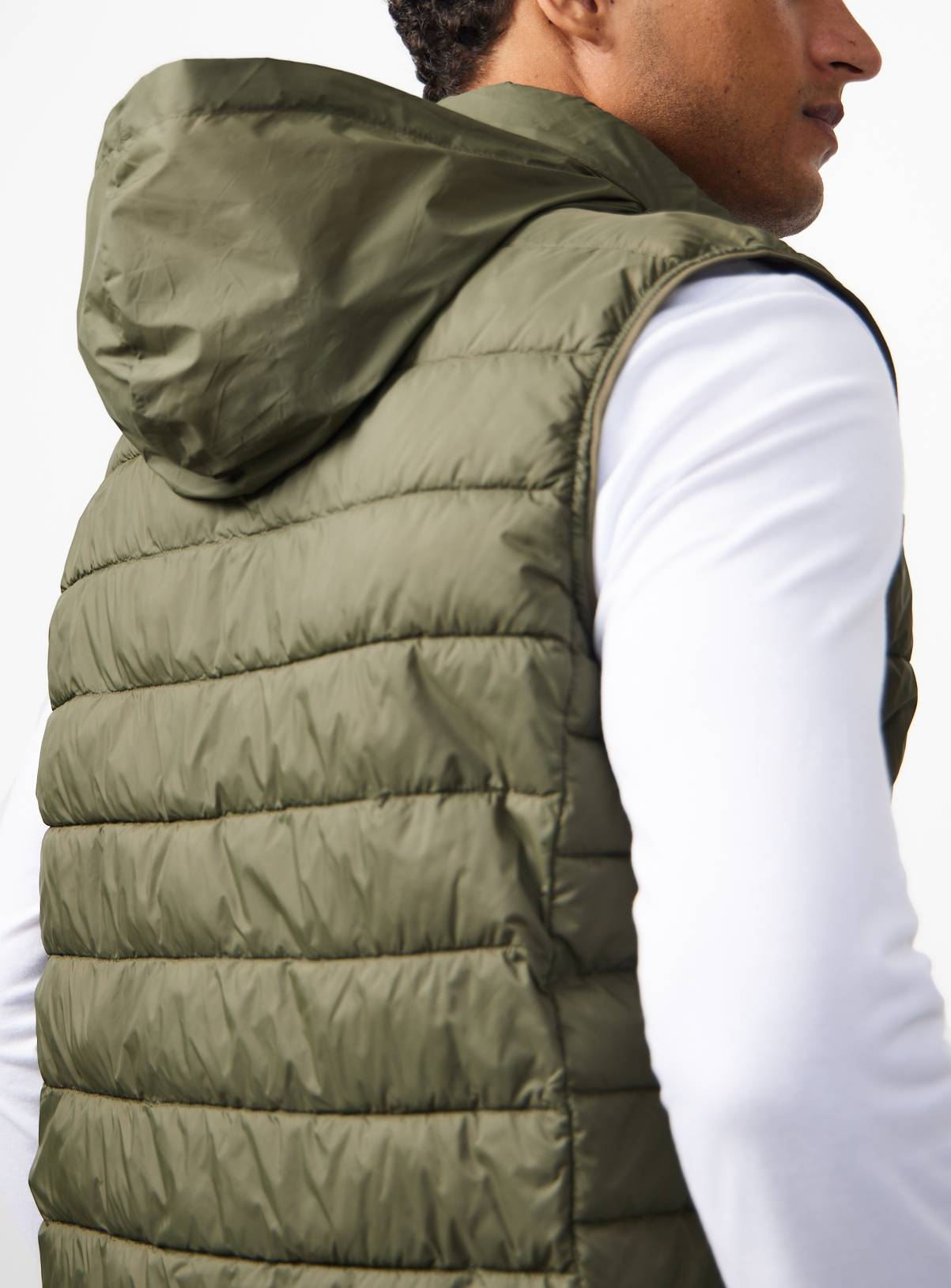 Khaki Padded Detachable Hood Gilet S - Image 6