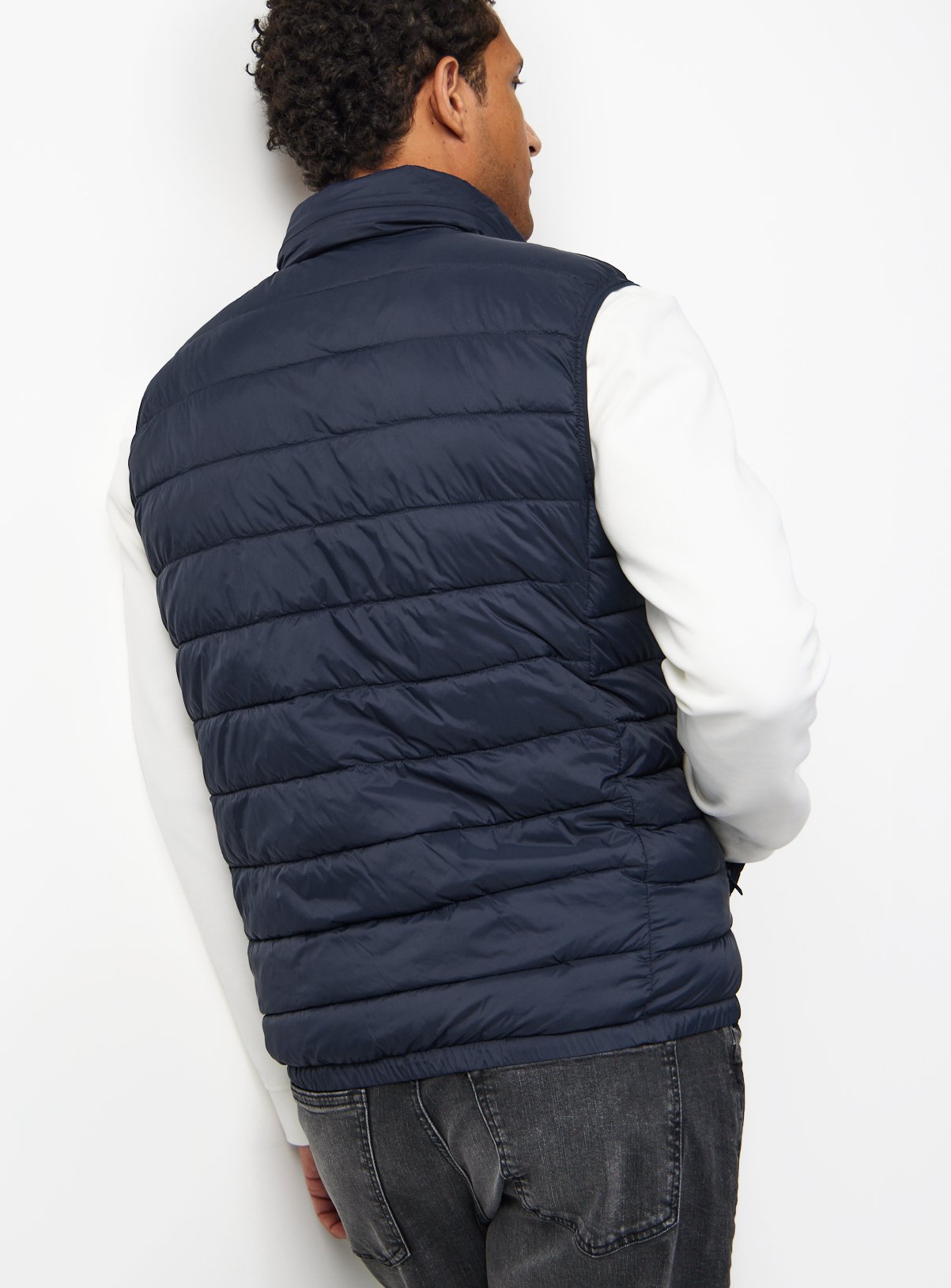 Navy Padded Detachable Hood Gilet M - Image 4 thumbnail