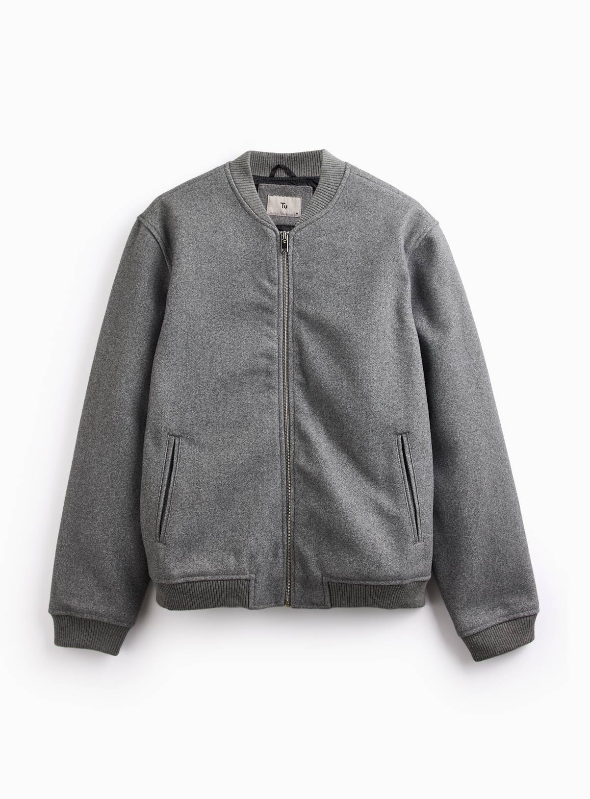 Grey Wool Look Bomber Jacket L - Image 4