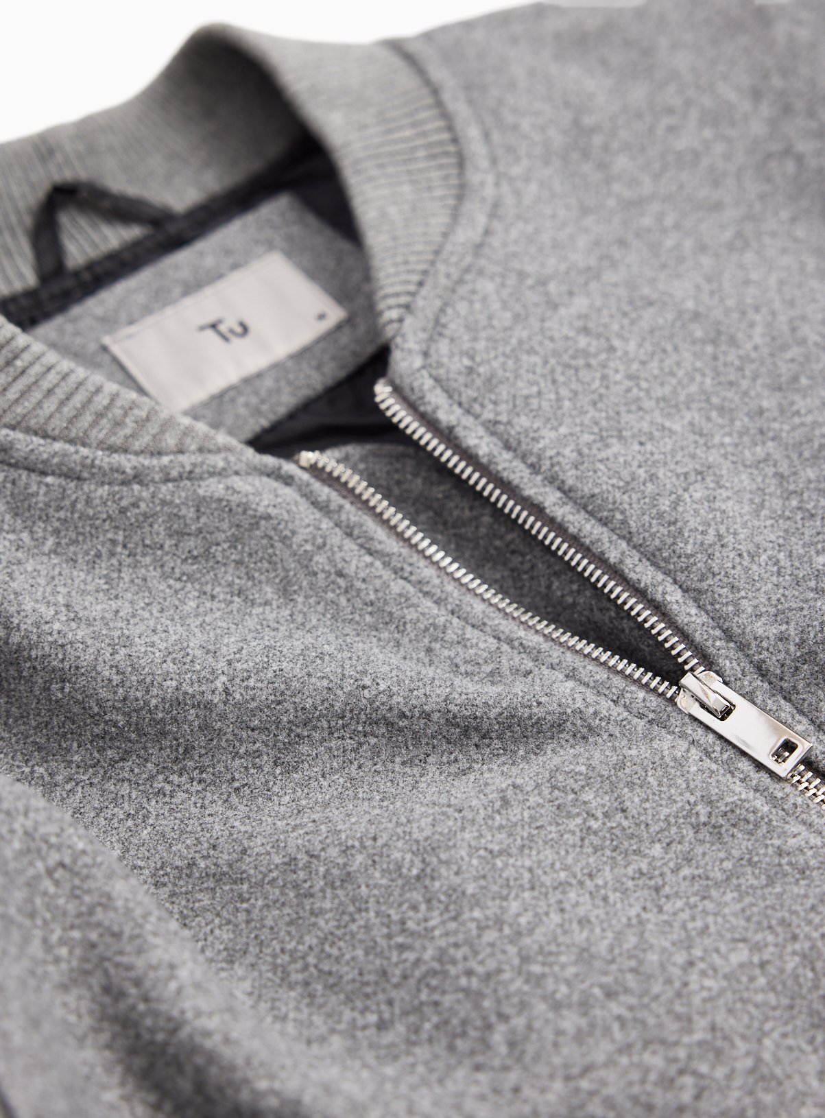 Grey Wool Look Bomber Jacket L - Image 5 thumbnail