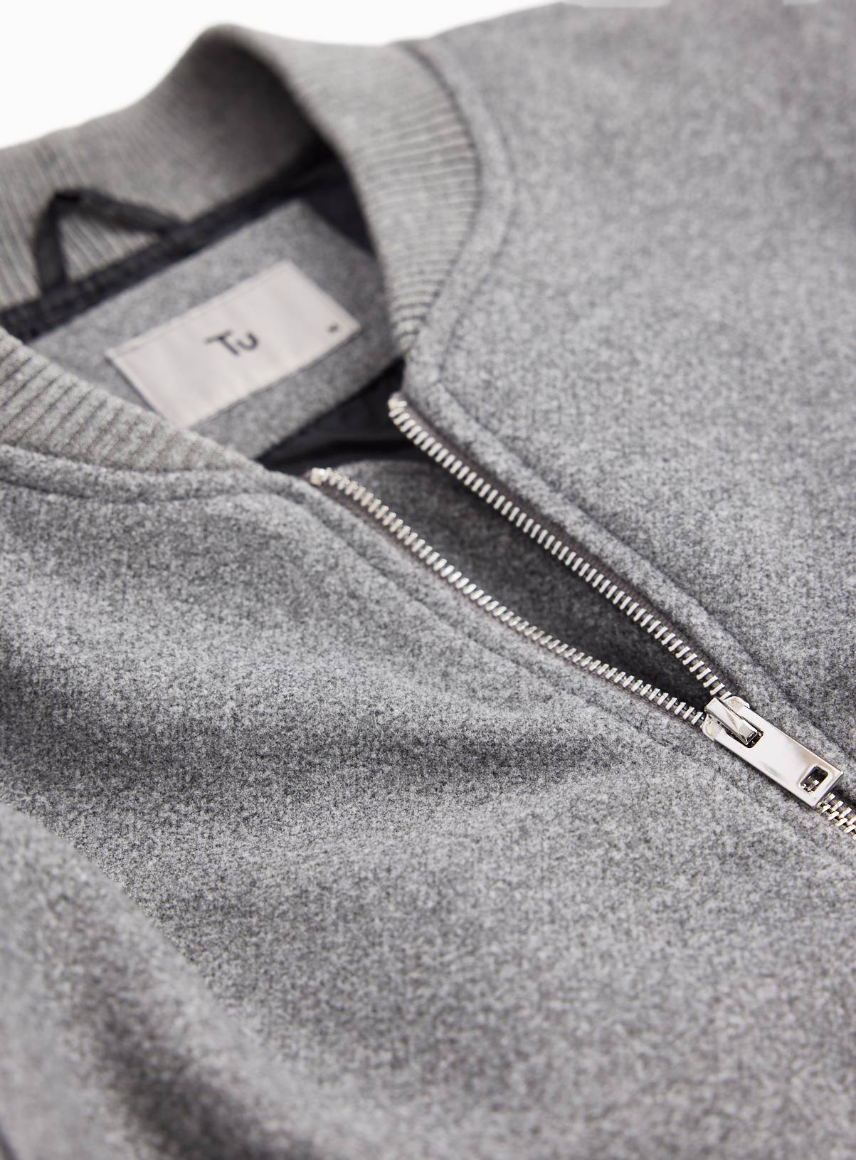 Grey Wool Look Bomber Jacket L - Image 5
