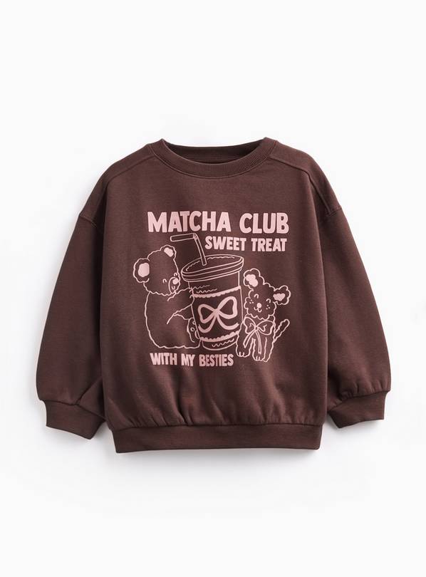 Brown Matcha Club Graphic Sweatshirt 3-4 years