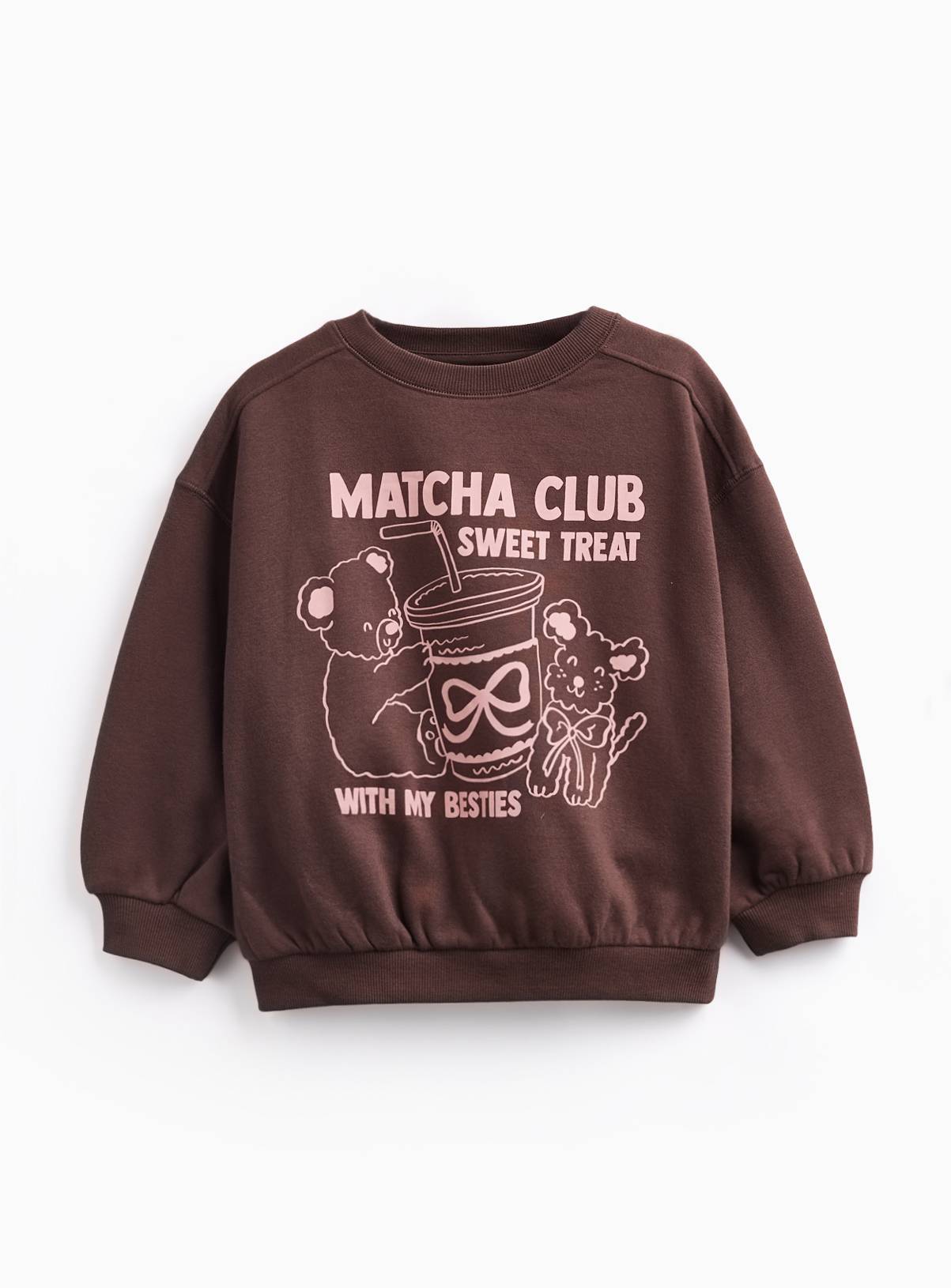 Brown Matcha Club Graphic Sweatshirt 7-8 years - Image 1