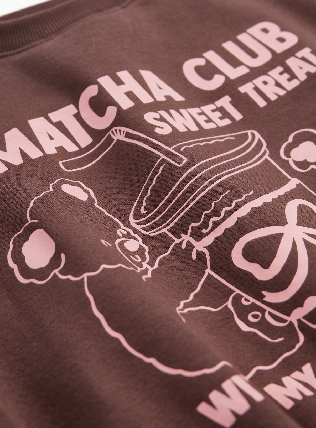Brown Matcha Club Graphic Sweatshirt 7-8 years - Image 2 thumbnail