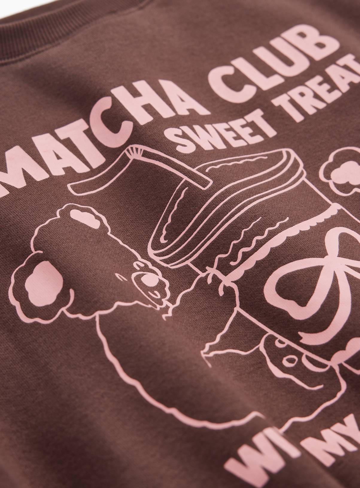 Brown Matcha Club Graphic Sweatshirt 7-8 years - Image 2