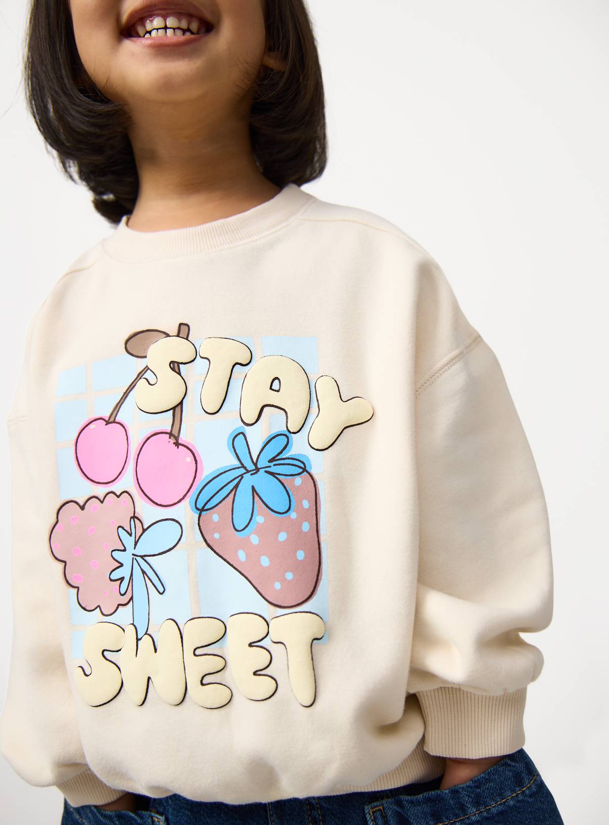 Cream Stay Sweet Graphic Sweatshirt 7-8 years - Image 2