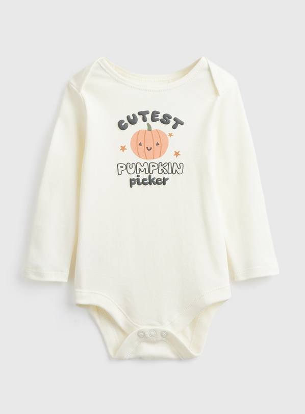 Cream Cutest Pumpkin Picker Graphic Bodysuit Up to 3 mths