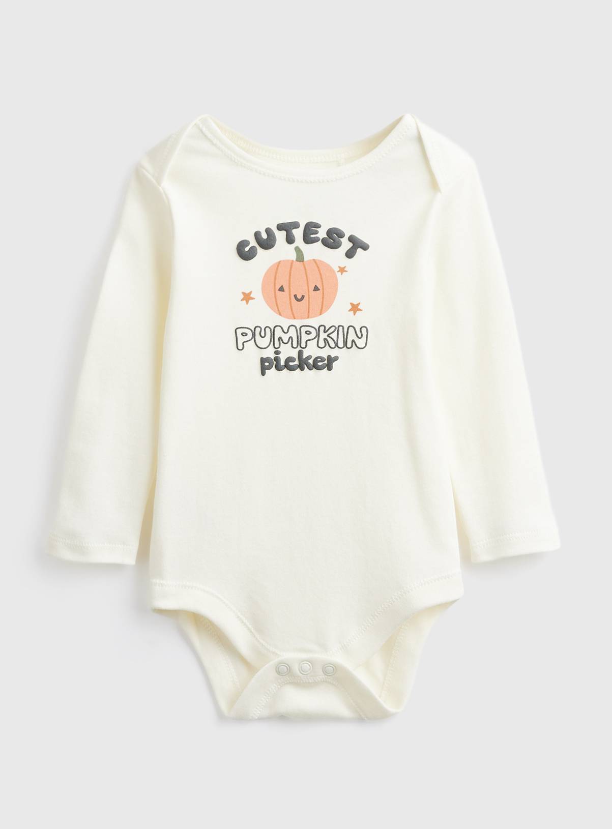 Cream Cutest Pumpkin Picker Graphic Bodysuit 6-9 months - Image 1