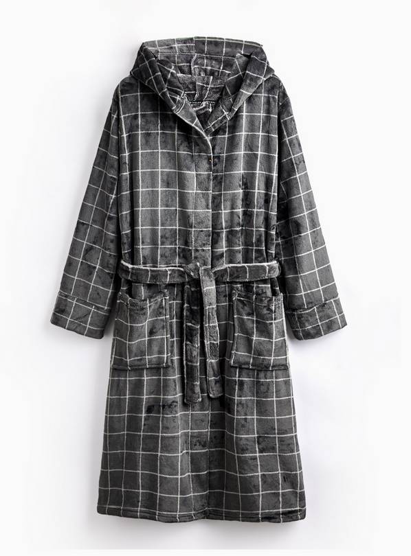Grey Checked Dressing Gown L