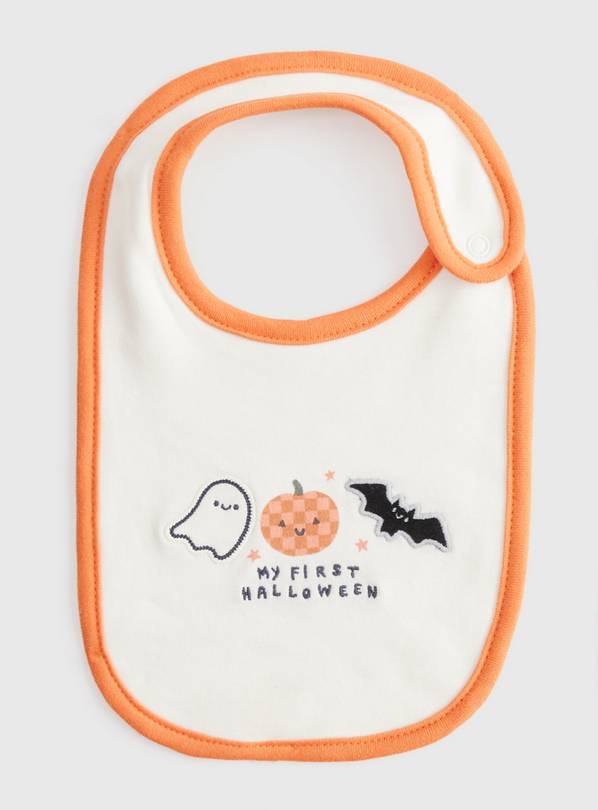 Cream My First Halloween Print Bib One Size