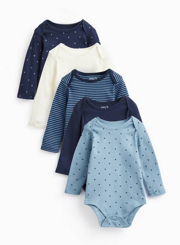 Blue Print Long Sleeve Bodysuits 5 Pack Up to 3 mths