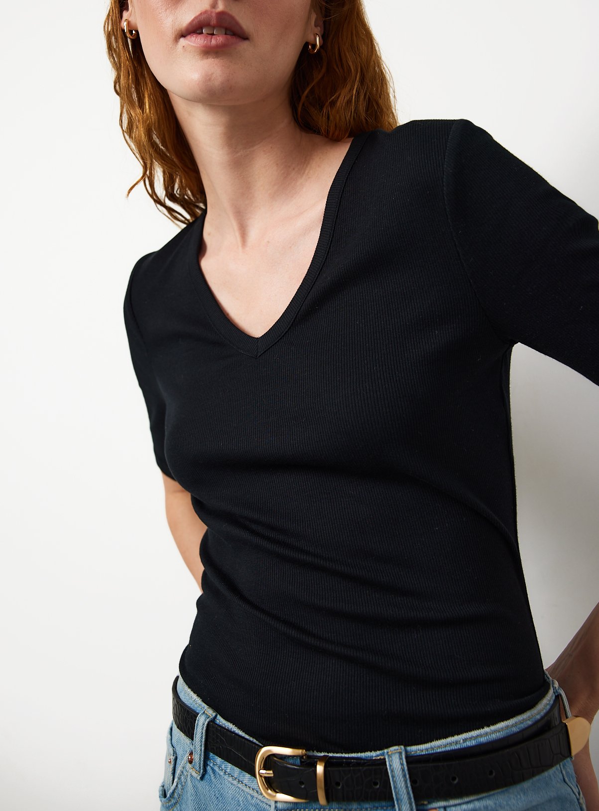 Black Modal Ribbed Half Sleeve Top 10 - Image 3 thumbnail