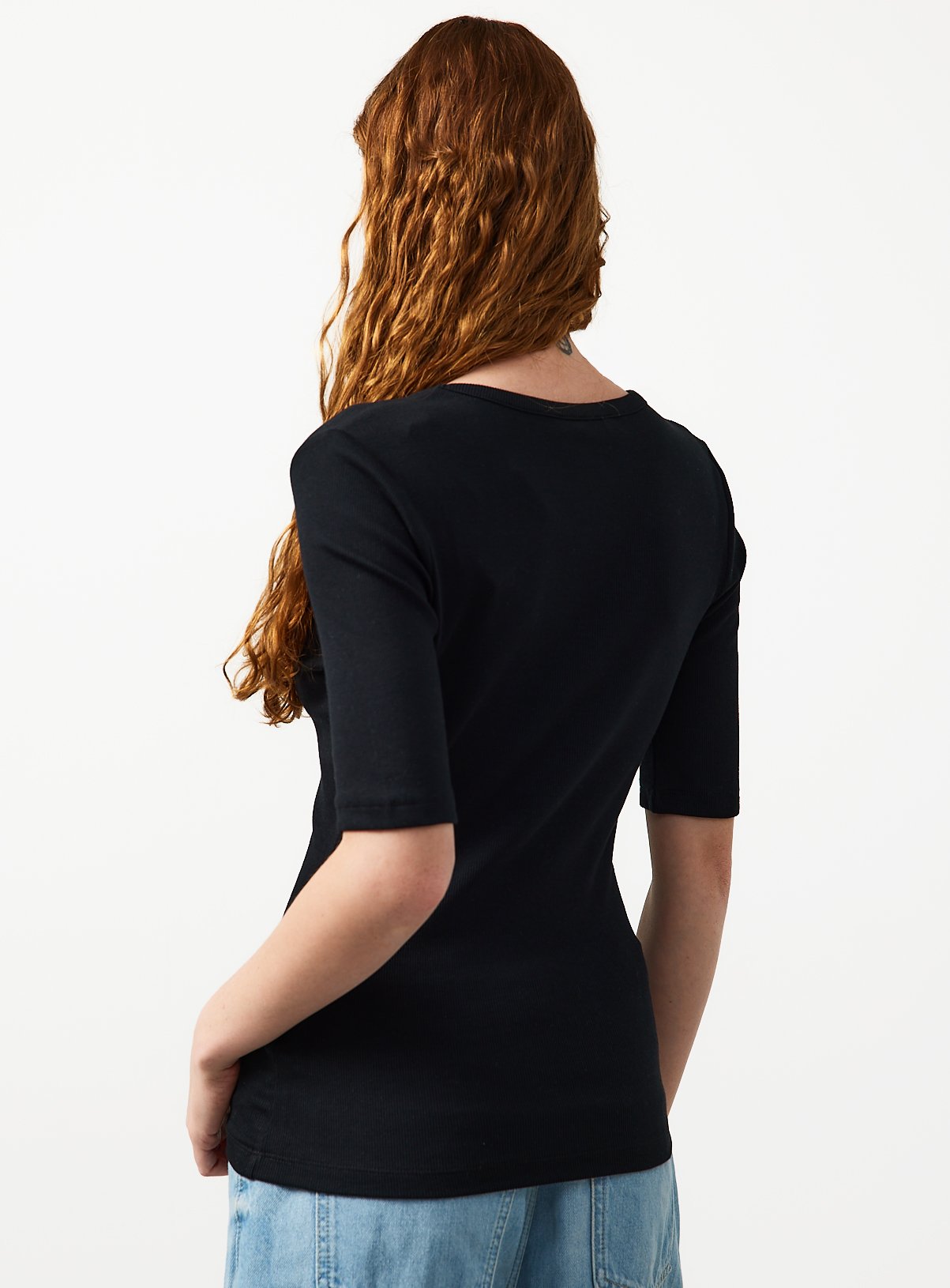 Black Modal Ribbed Half Sleeve Top 10 - Image 4 thumbnail