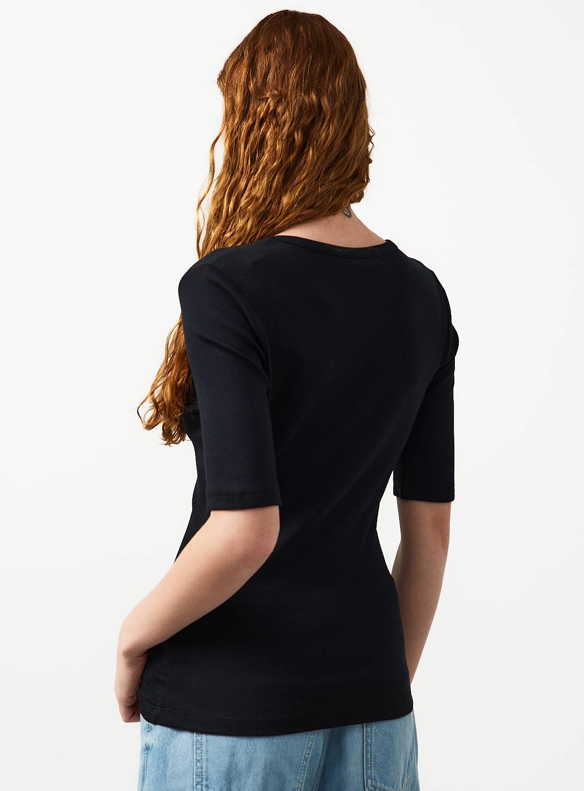 Black Modal Ribbed Half Sleeve Top 10 - Image 4