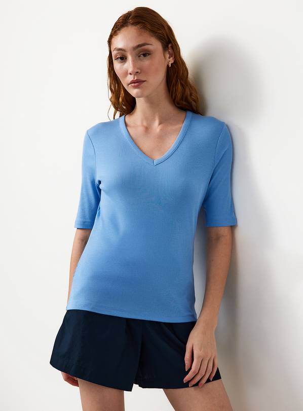 Blue Modal Ribbed Half Sleeve Top 6