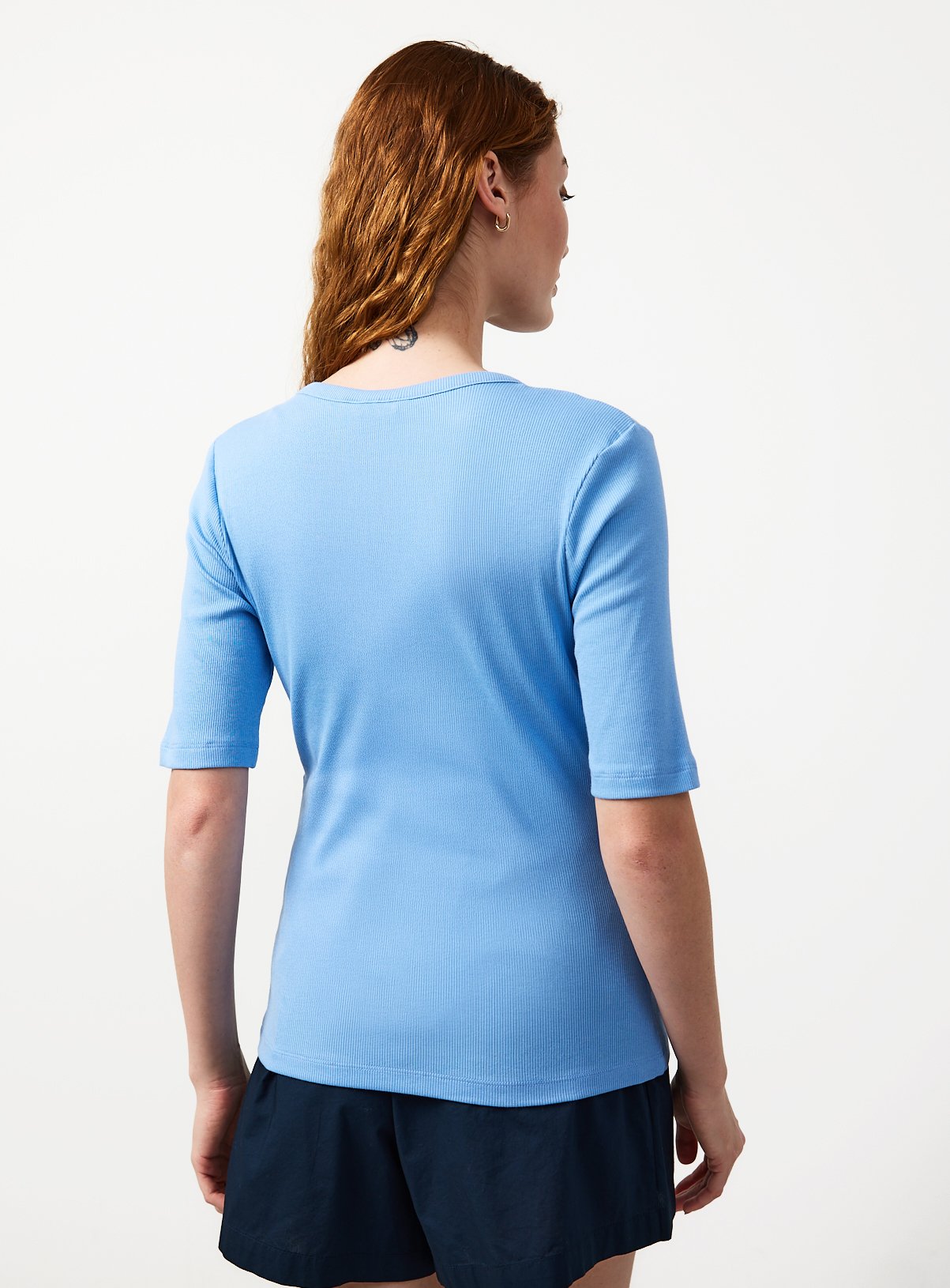 Blue Modal Ribbed Half Sleeve Top 10 - Image 4 thumbnail