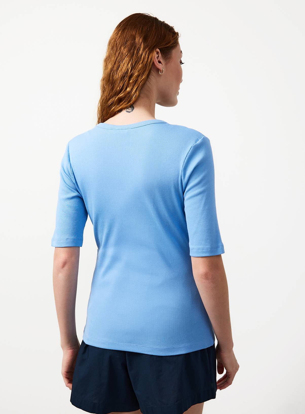 Blue Modal Ribbed Half Sleeve Top 10 - Image 4
