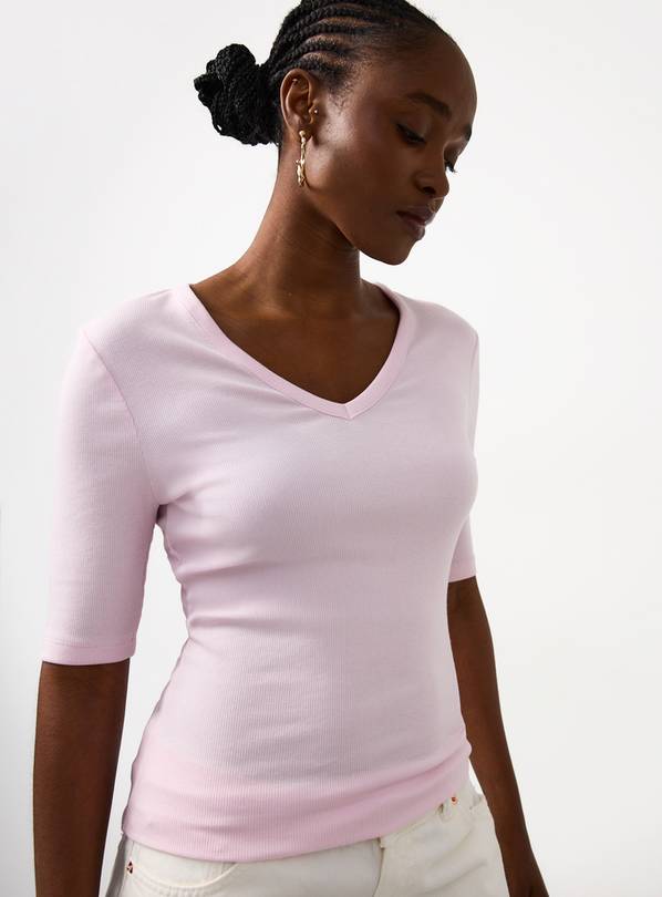 Pink Modal Ribbed Half Sleeve Top 20