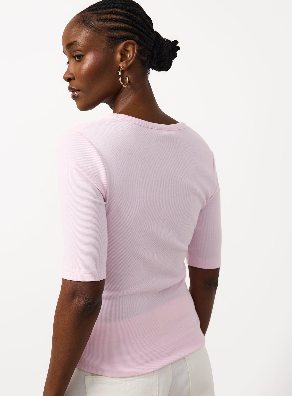 Pink Modal Ribbed Half Sleeve Top 16 - Image 4 thumbnail