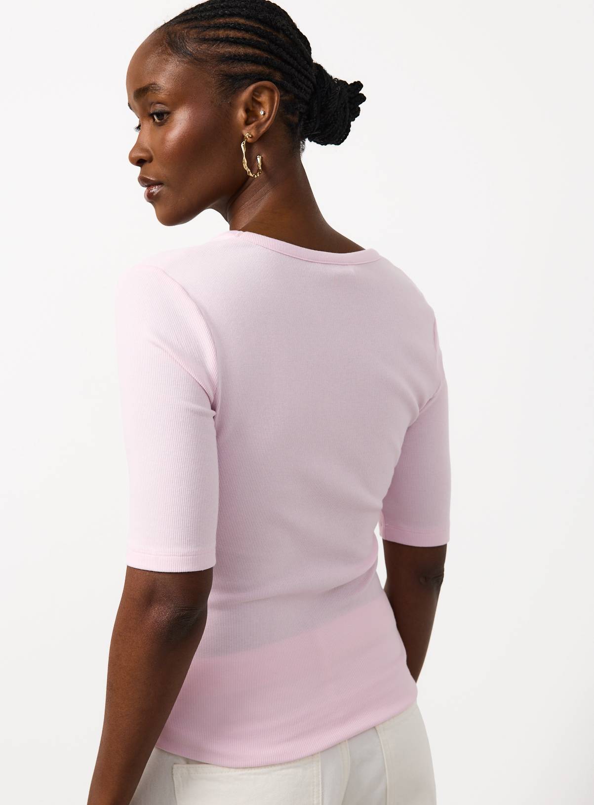 Pink Modal Ribbed Half Sleeve Top 16 - Image 4