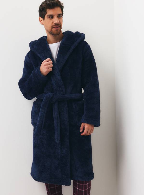 Navy Premium Fluffy Dressing Gown S