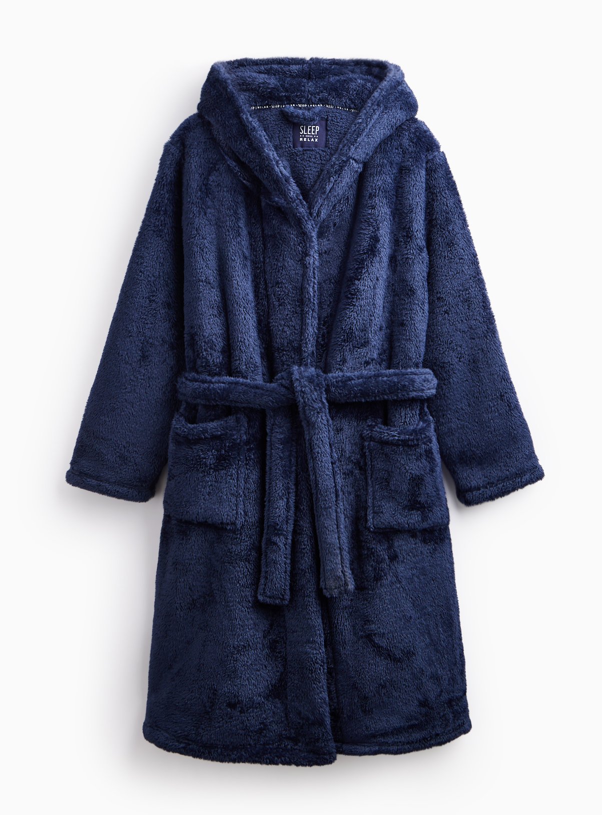 Navy Premium Fluffy Dressing Gown M - Image 3 thumbnail